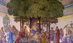Heimdall brings forth the gift of the gods to mankind (1907) by Nils Asplund.